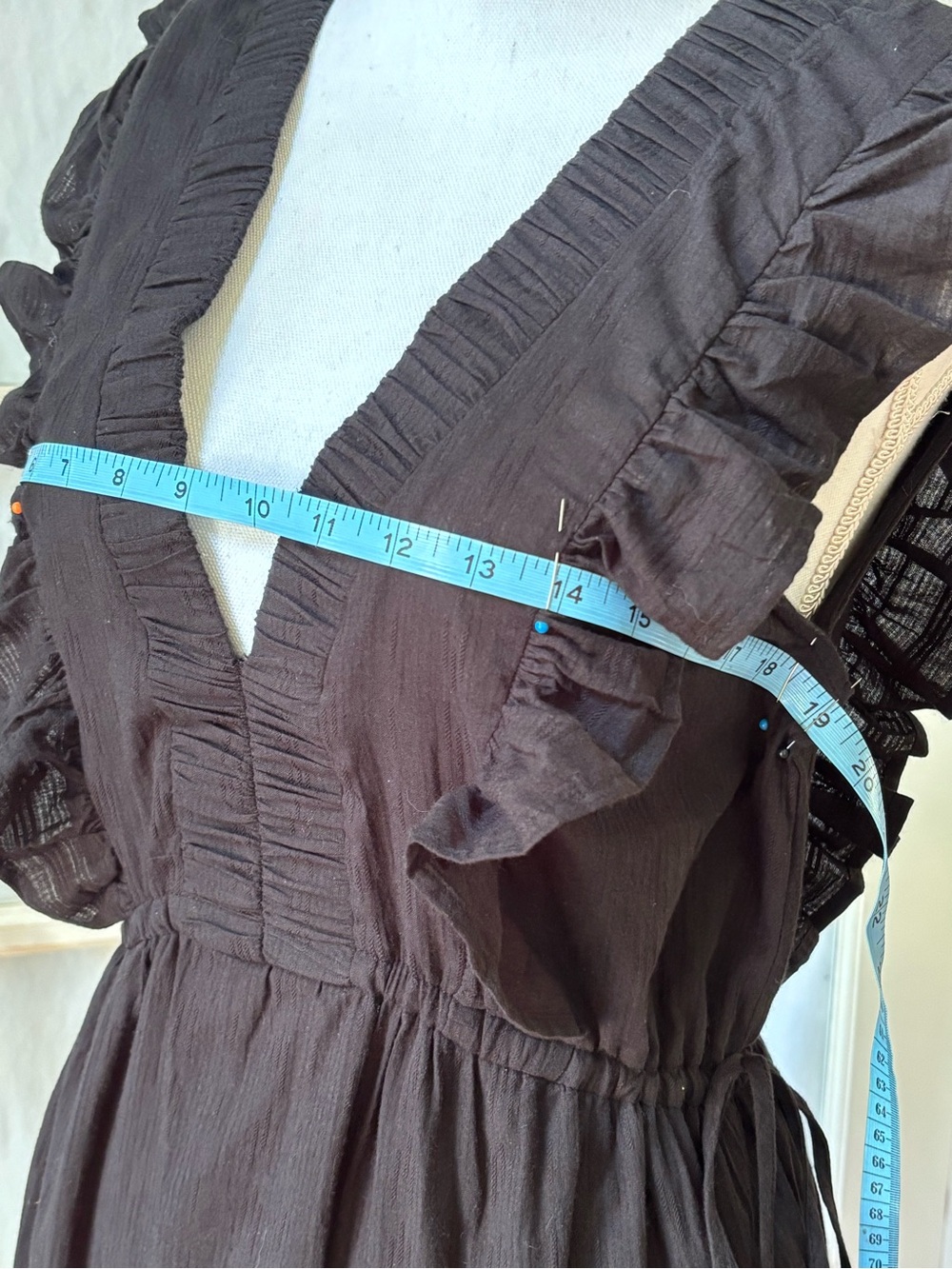 Strut & Bolt NWT Micah Tereu Black Cotton Ruffle Tiered Midi Dress S Cottagecore - Picture 9 of 15